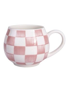 Rosy Check Designer Ceramic Mug 16 oz. Pink